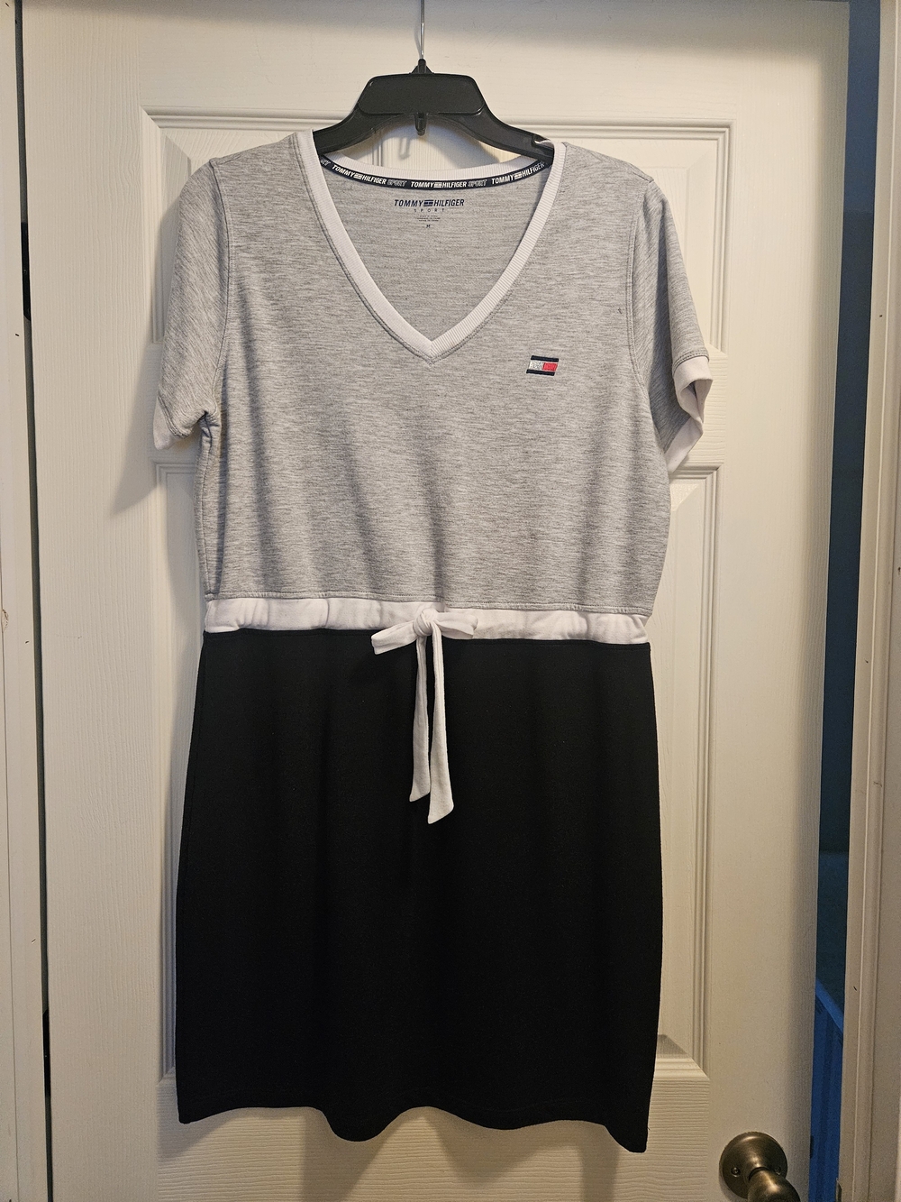 Tommy Hilfiger Two-Tone V-Neck Dress in Grey and Black